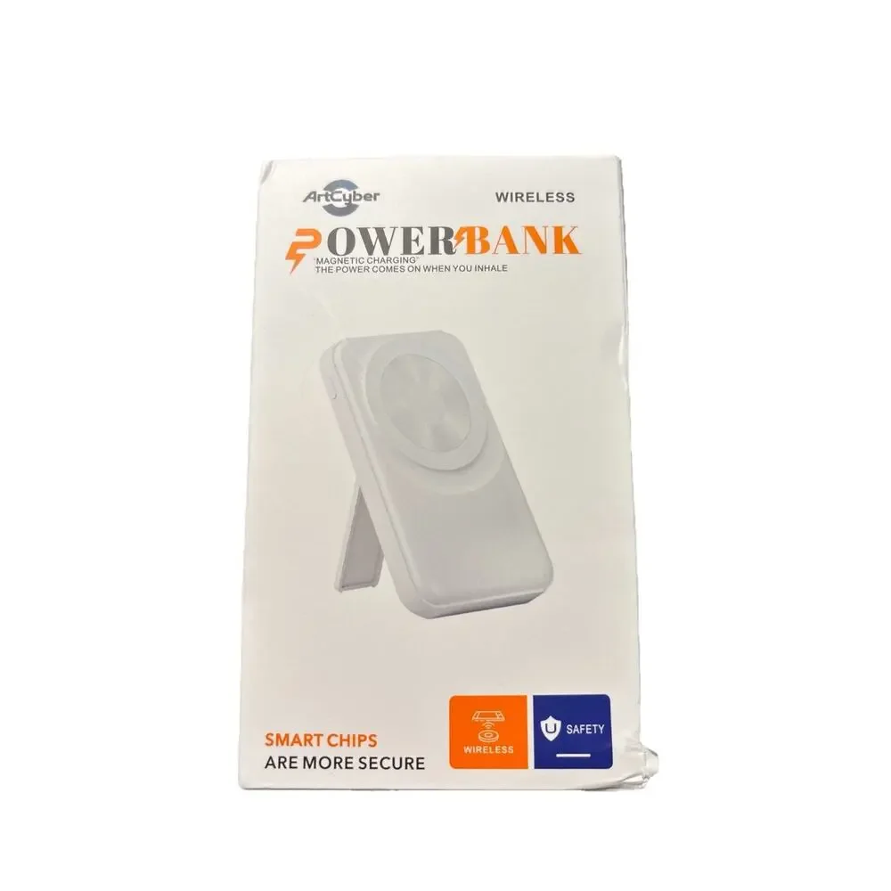 Magnetic Wireless Power Bank Built-in Wires & Kickstand – Smart Chip Design